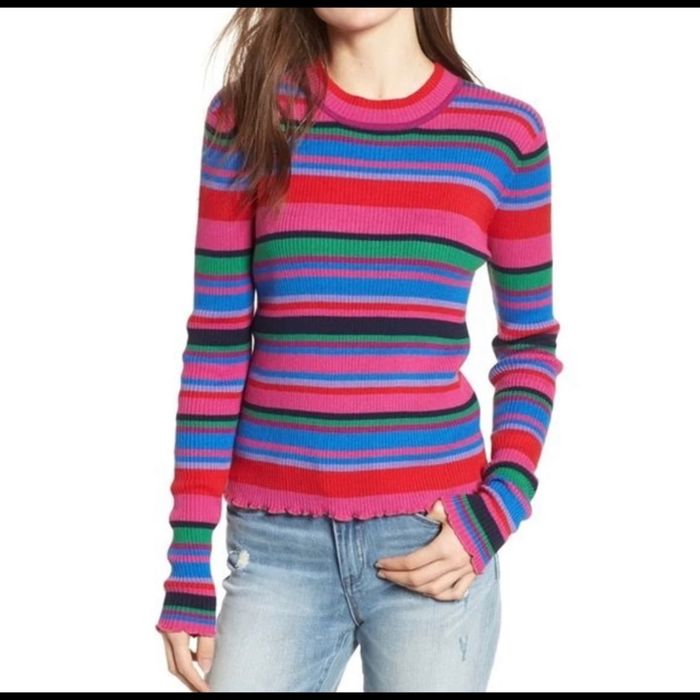 BP. Ribbed Lettuce Edge Stripe Sweater NWT